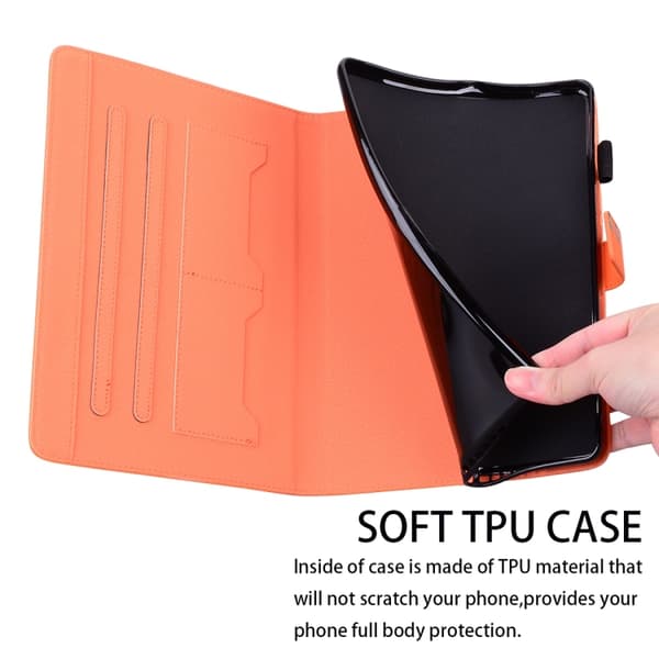 Samsung Galaxy Tab S6 Lite Cartoon Läderfodral Apelsin