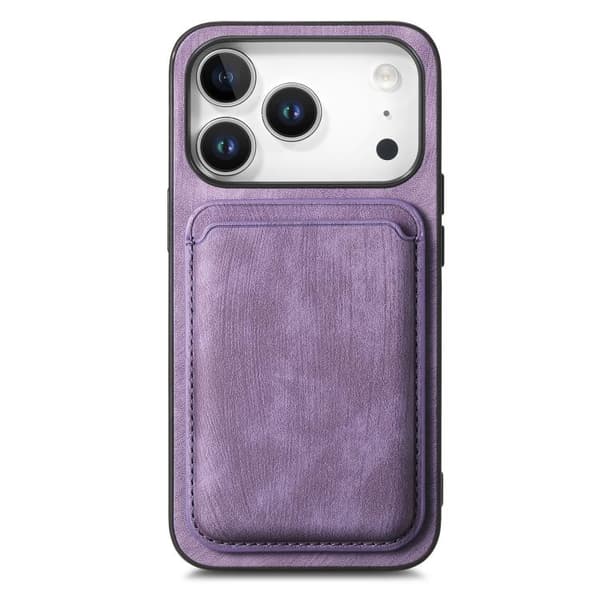 iPhone 18 Pro / iPhone 17 Pro Retro Läderkortväska Magnetisk Skal Purpur