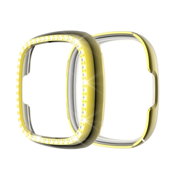 För Fitbit Versa 3 / Versa Sense Single Row Plating Diamonds PC- case Golden