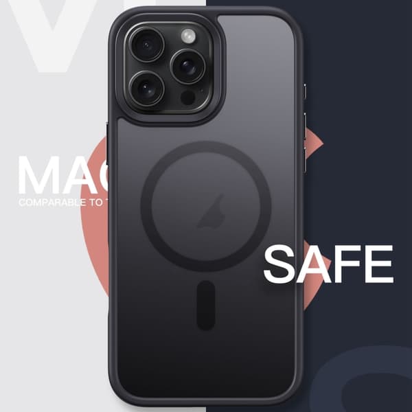 iPhone 16 Pro Max Frosted MagSafe Magnetisk Skal Svart