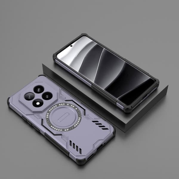 Redmi Note 14 Pro+ 5G - Butterfly Armor MagSafe Magnetisk Ring Stötsäker Mobilskal Purpur