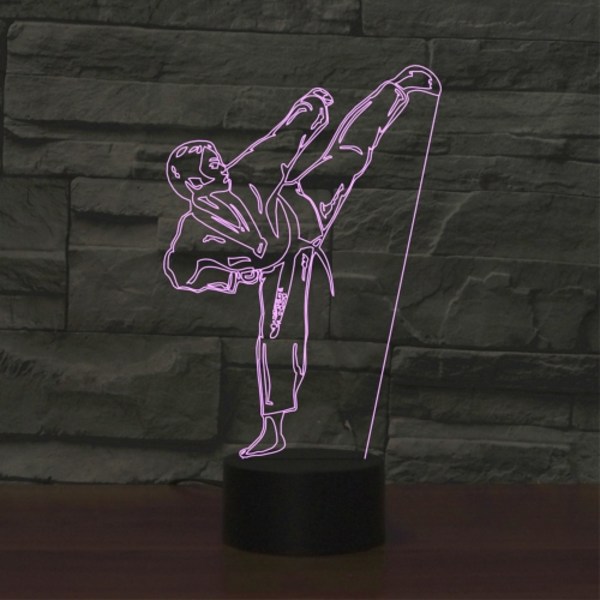 Svart bas kreativ 3D LED dekorativ nattlampa, 16 färger fjärrkontroll, mönster: Karate