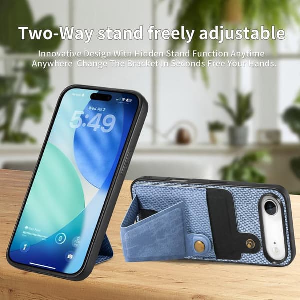 iPhone 17 Air Skal - K-form - kolfiber med kortfickor Blå