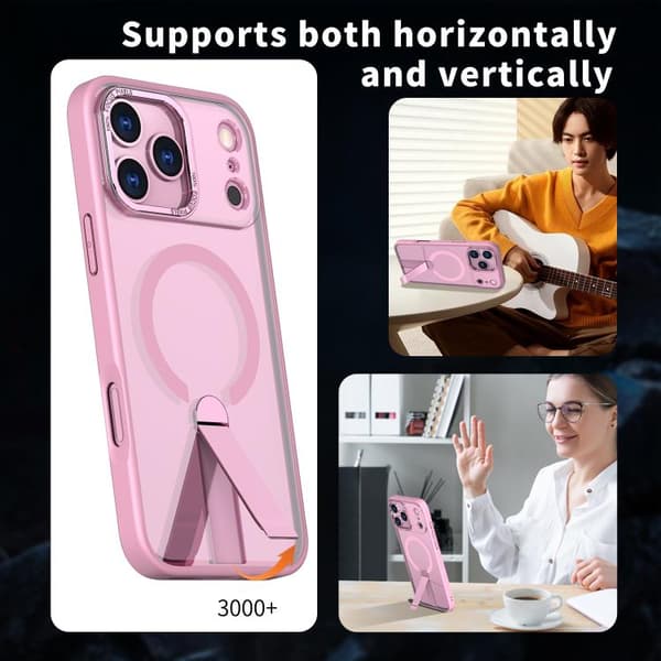 iPhone 18 Pro / iPhone 17 Pro Star Shine Series TPU + PC MagSafe Skal med Fällhållare Rosa
