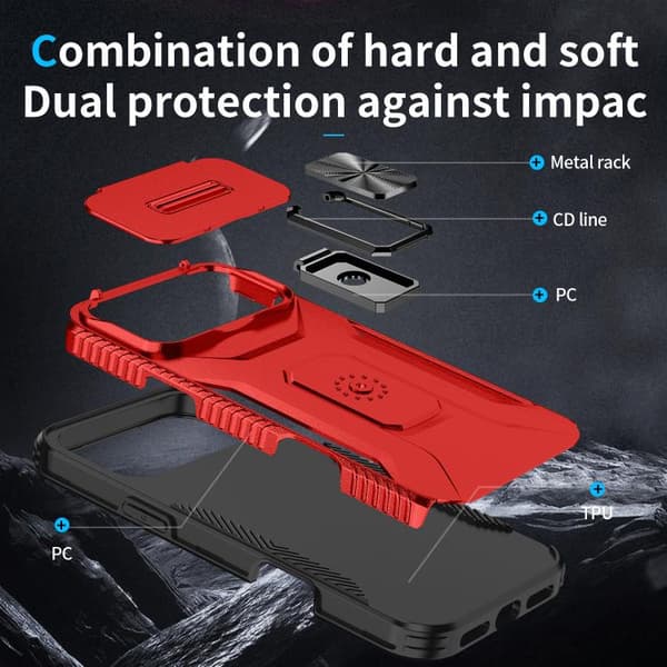 iPhone 18 Pro Max / iPhone 17 Pro Max Skal med Sliding Camshield Holder Röd