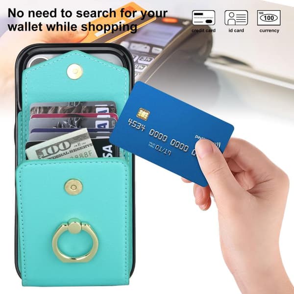 iPhone 18 Pro Max / iPhone 17 Pro Max Skal med Ringhållare och RFID-kortfack Mintgrön