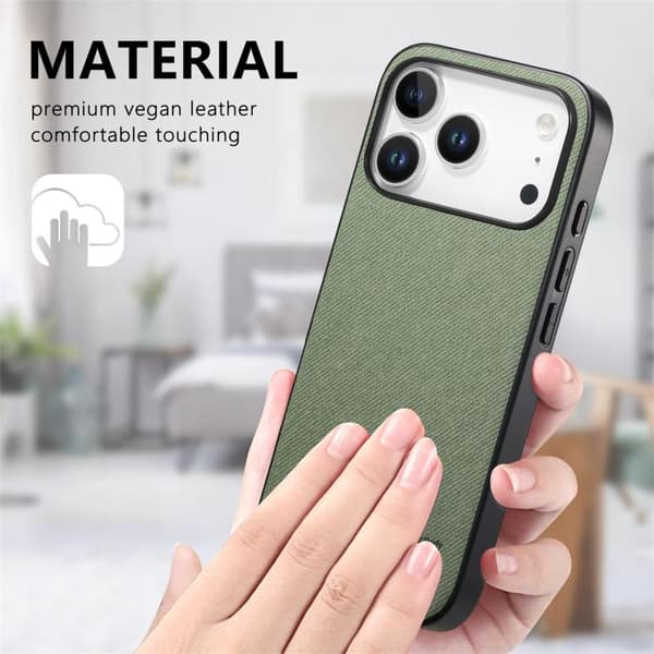 iPhone 18 Pro Max / iPhone 17 Pro Max Twill Fabric Läder Skal Grön