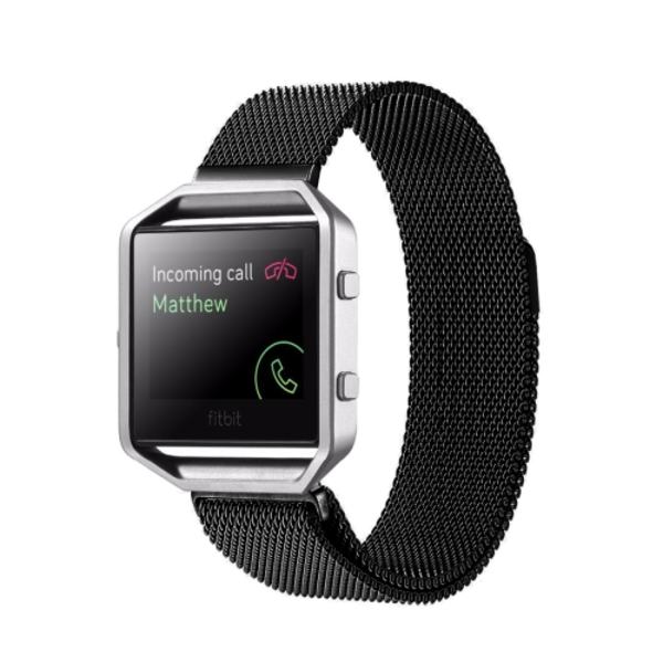 För Fitbit Blaze Watch Loop Magnetisk stängning Spänne i rostfritt stål klockband Black