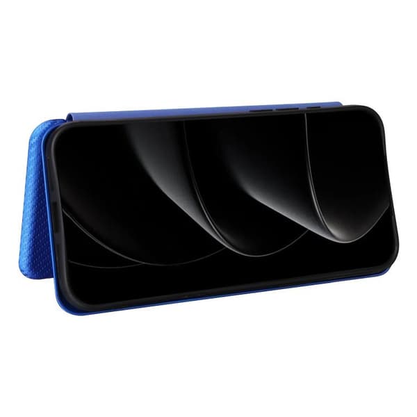 iPhone 18 Pro Max / iPhone 17 Pro Max Skal läderfodral med kolfibertextur Blå