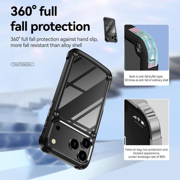 iPhone 18 Pro Max / iPhone 17 Pro Max Skal med TPU + PC Linsskydd Svart