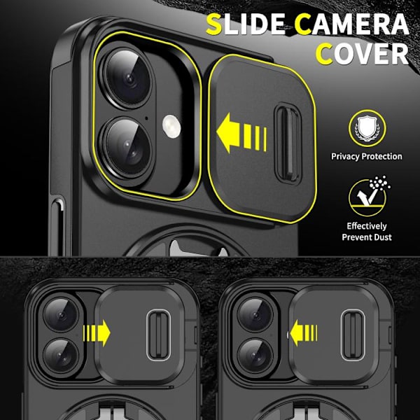 iPhone 17 Skal med Sliding Camshield Ring Holder Svart