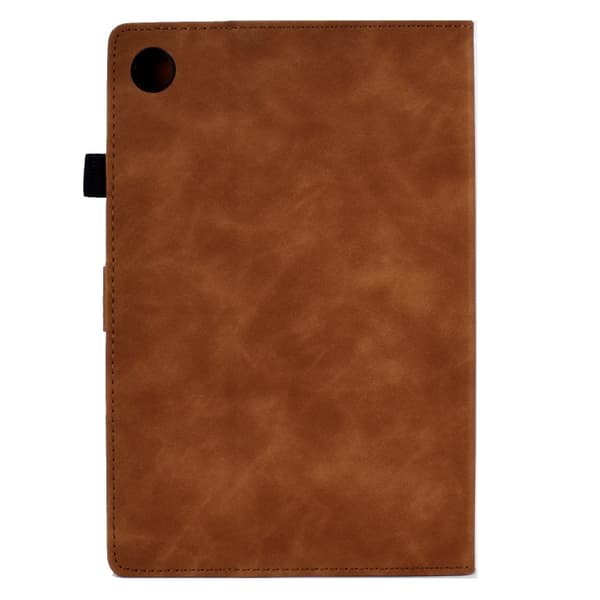 Samsung Galaxy Tab A9 / A11 Prägad Smile Flip Smart Läderfodral Brun
