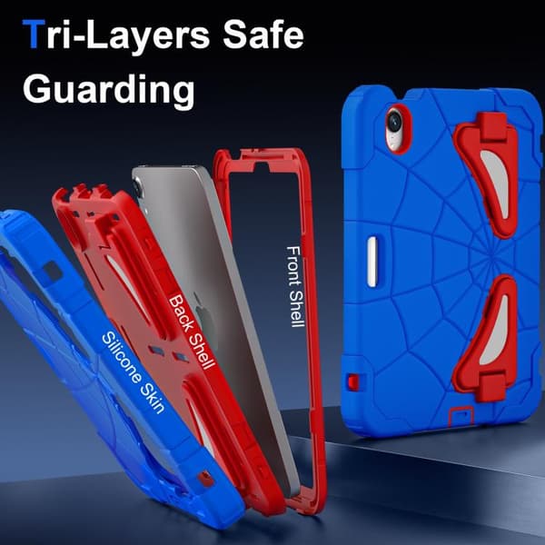 iPad mini 2024 / mini 6 Skal i Silikon + PC Stöttålig Skyddande Tablet Case Blå Röd