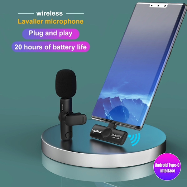 HXSJ F18 2.4G USB-C/Type-C brusreducerande trådlös lavaliermikrofon (svart)