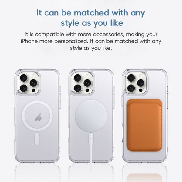 iPhone 16 Pro Max Crystal Clear Frosted MagSafe Magnetisk Skal Transparent