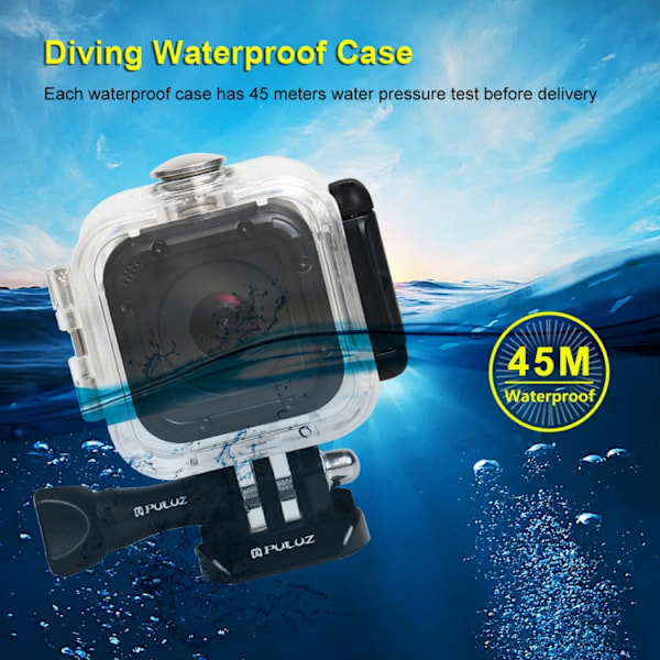 45m undervattens vattentätt hus dykskyddsfodral för GoPro HERO5 Session /HERO4 Session /HERO Session, med spänne basfäste och skruv