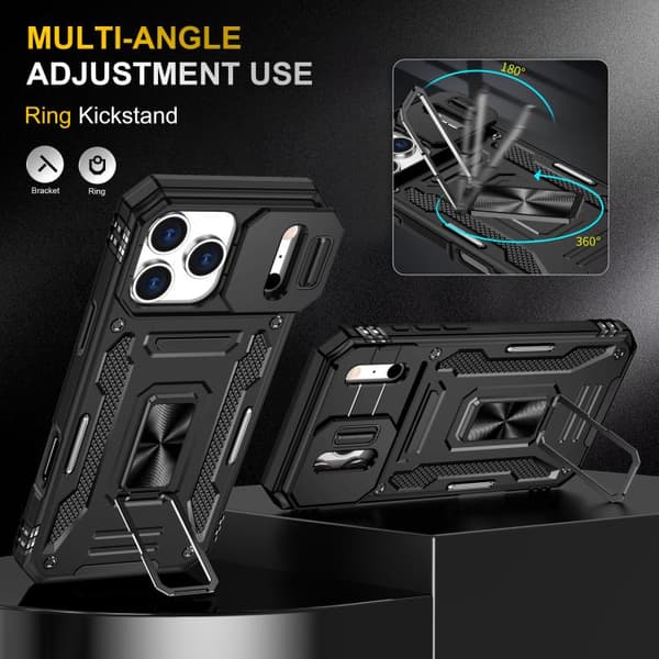iPhone 17 Pro Max Skal med Armor PC + TPU Kameraskydd Svart