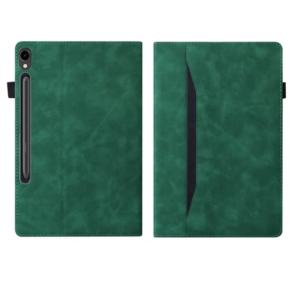 Samsung Galaxy Tab S9 FE+ Stötsäker Läderfodral Grön