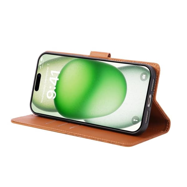 iPhone 18 Pro / iPhone 17 Pro Skal läderfodral med rosblommor och 3 kortfack Brun