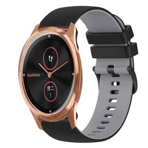 För GarminMove Luxe 20 mm rutigt watch i tvåfärgad silikon Black-Grey