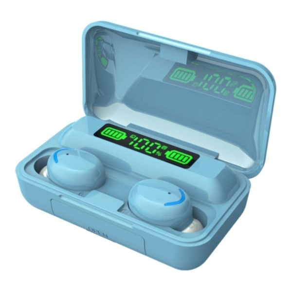 F9-5C Macaron Series LED-ljus + Digital Display Brusreducerande Bluetooth-hörlurar Baby blå