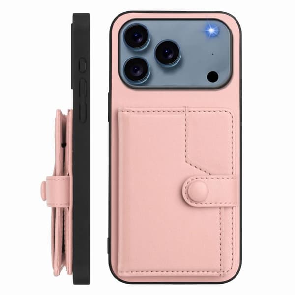 iPhone 18 Pro Max / iPhone 17 Pro Max Skal med RFID-skydd och kortfack Rosa
