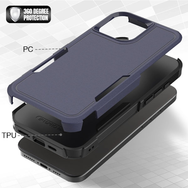 iPhone 16 Pro 2 1 PC + TPU Skal Mörkblå