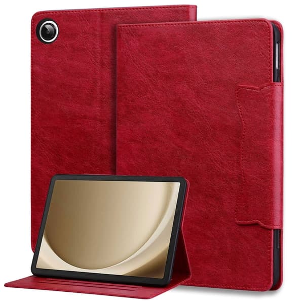 Samsung Galaxy Tab A9 / A11 Cat Buckle Läderfodral Röd