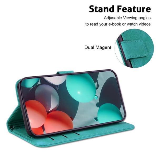 iPhone 18 Pro / iPhone 17 Pro Skal Läderfodral med Sju-formad Prägling Grön