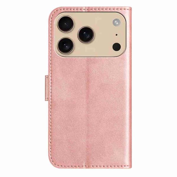 iPhone 18 Pro Max / iPhone 17 Pro Max Skal läderfodral - dubbelvikt S-form Roséguld