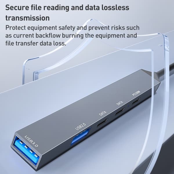ADS-809D 5-i-1 USB + Type-C Dockningsstation med PD100W, USB3.0/2.0 - Space Grey
