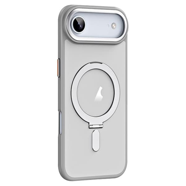 iPhone 17 Air Skal med Airbag MagSafe Stötsäker Frostad och Fällbart Ställ Grå