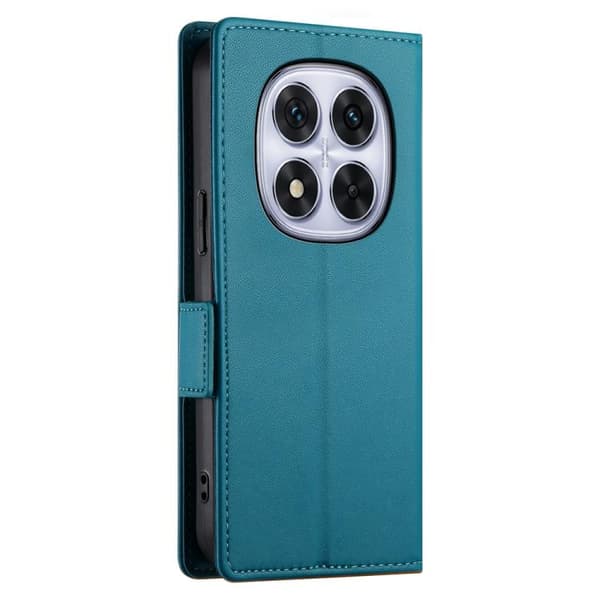 Redmi Note 14 Pro 4G - Magnetisk Frostad Läderfodral med Sidobuckle Blå