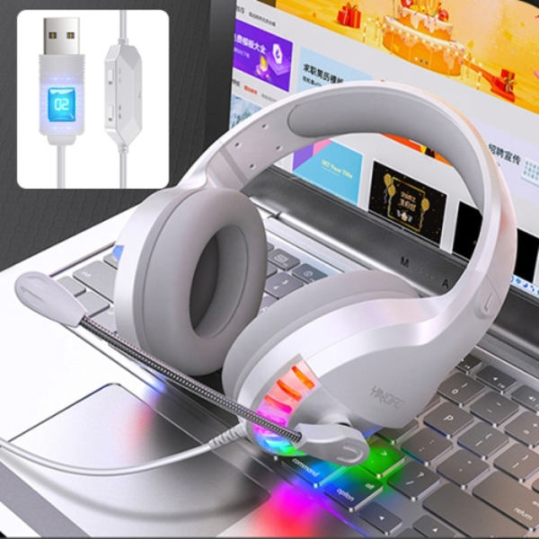 YINDIAO Q2 Trådbundet spelheadset med mikrofon, version: Enstaka USB-ljudkort Vit