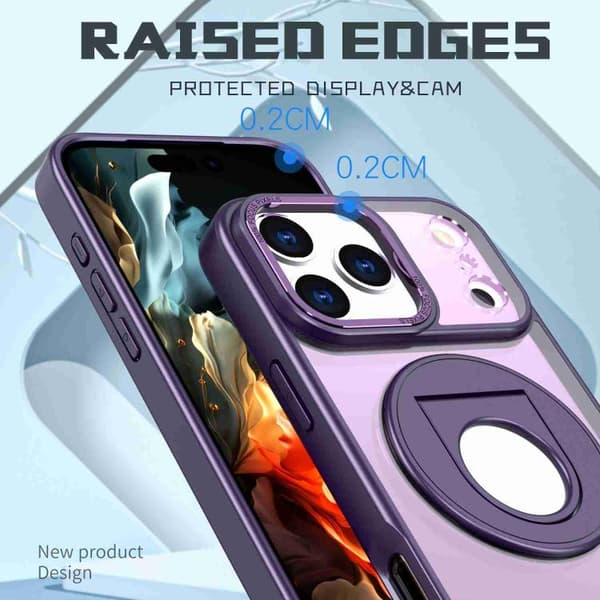 iPhone 18 Pro Max / iPhone 17 Pro Max Skal med roterande ring och magnetisk hållare Purpur