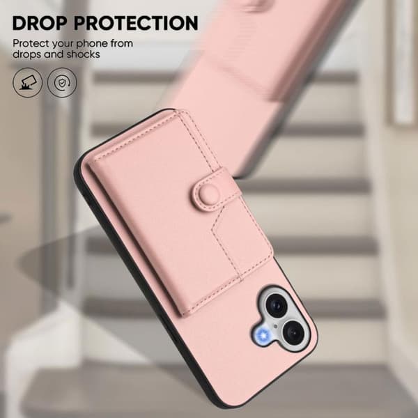 iPhone 17 Skal med RFID-säkerhet och kortfack Rosa