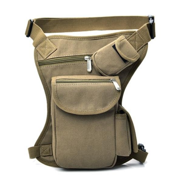 Cykel Canvas Midjeväska Utomhus Multifunktionell Benväska Casual Sport Midjeväska Kaki