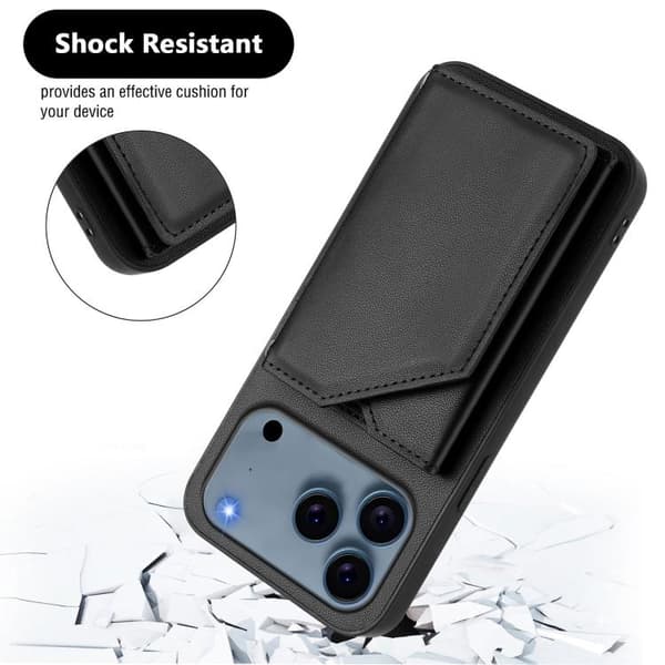 iPhone 18 Pro Max / iPhone 17 Pro Max Skal med Fyra Kortfack och Handledsrem Svart