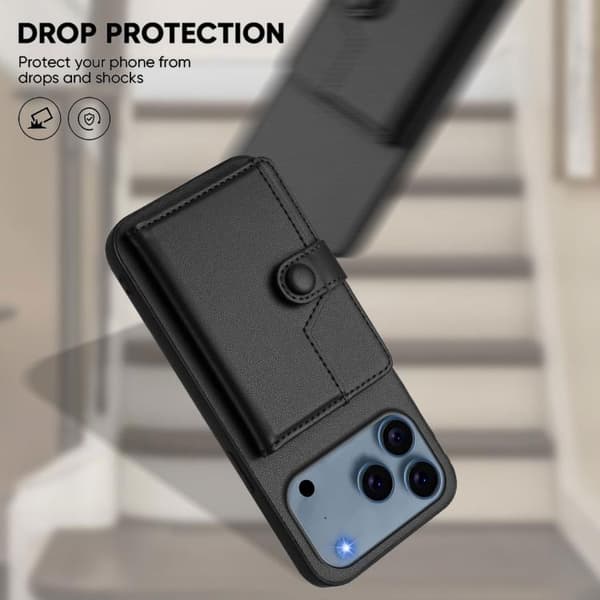 iPhone 18 Pro Max / iPhone 17 Pro Max Skal med RFID-skydd och kortfack Svart