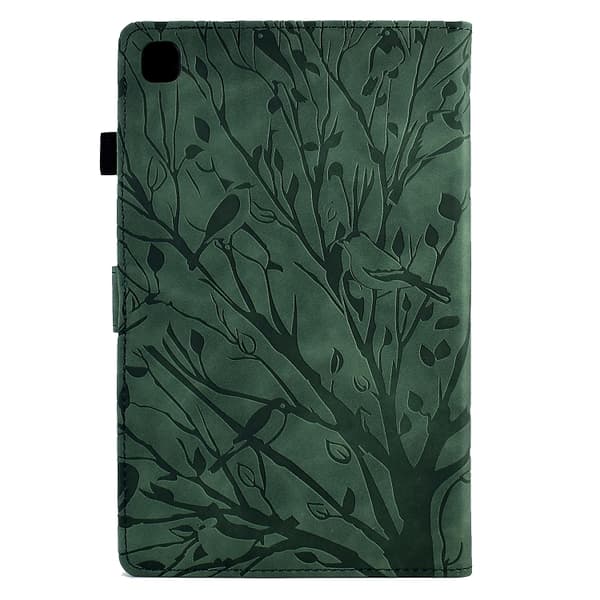 Samsung Galaxy Tab A7 Lite Fortune Tree Tryckblomma PU Fodral Grön