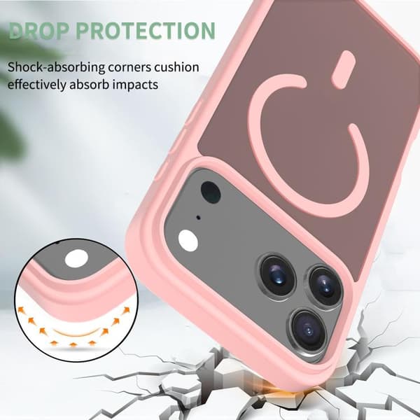 iPhone 17 Pro Max Skal - TPU Hybrid PC med MagSafe Rosa