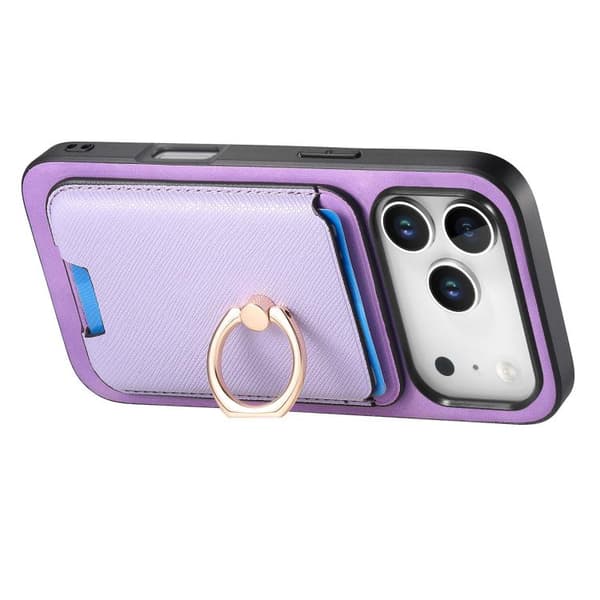 iPhone 18 Pro Max / iPhone 17 Pro Max Retro Cross Läder Kortväska MagSafe Skal Purpur