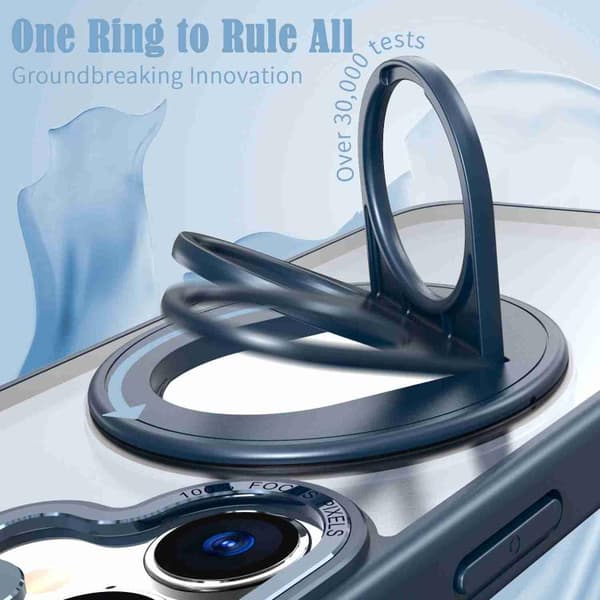 iPhone 17 Skal med roterande ring och magnetisk hållare Blå