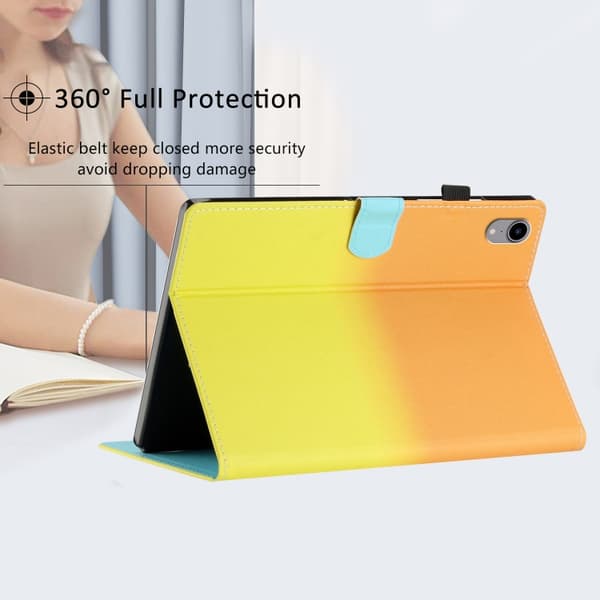 iPad Pro 11 2024 Skal i Smart Läder med Gradient Stitching Orange Gul