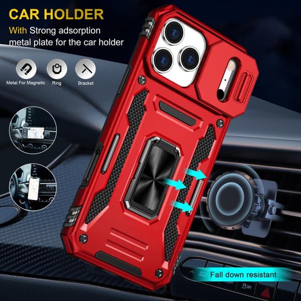 iPhone 18 Pro Max / iPhone 17 Pro Max Skal med Armor PC + TPU Kameraskydd Röd