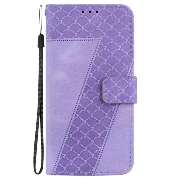 iPhone 18 Pro Max / iPhone 17 Pro Max Skal läderfodral med sju-formad präglad design Purpur