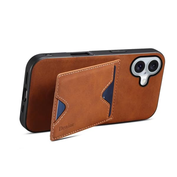 iPhone 17 Skal med kortfack - Denior D06 PU baksida Brun