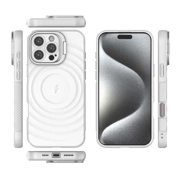 iPhone 16 Pro Max Lensram med korrugerad MagSafe Skal Vit