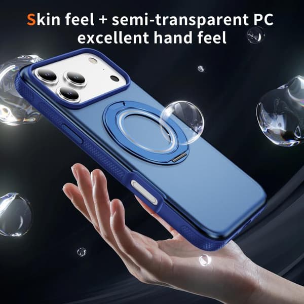 iPhone 18 Pro / iPhone 17 Pro Skal - Translucent PC Gear Holder med C MagSafe Transparent blå + kunglig blå