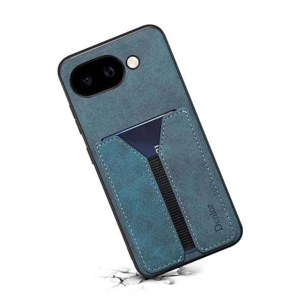 för Pixel 9a Skal - Denior D07 DV Elastisk Kortfack PU Baksida Blå